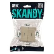 Выключатель встраиваемый двухклавишный проходной с подсветкой IEK SKANDY SK-V22-1-10-K10 SK-V10B бежевый