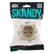 Штепсельная розетка встраиваемая IEK SKANDY 16А SK-R11-16-K10 SK-R05B с з/к без з/ш арктический бежевый