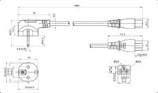 Кабель сетевой ПК 1.8м (ПВС 2*0.75 чёрн.) Y003/ST3-M для ноутбуков