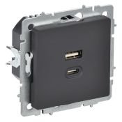 Розетка встраиваемая USB IEK BRITE A+C 45Вт BR-U22-045-K53 РЮ11-2-БрГ графит Розетка встраиваемая USB IEK BRITE A+C 45Вт BR-U22-045-K53 РЮ11-2-БрГ графит