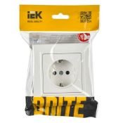 УДАЛЕНО Штепсельная розетка встраиваемая IEK BRITE 16А BR-R14-16-K01-F РСР14-1-0-БрБ с з/к и шторками в сборе белый Уценка!!!