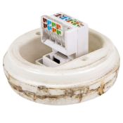 Ретро розетка МезонинЪ фарфоровая компьютерная RJ45 70341/19k без подъемной рамки дворцовый мрамор