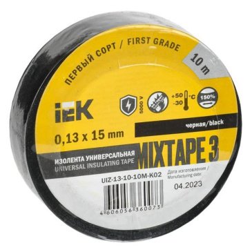 Изолента 15мм*10м черная MIXTAPE 3 UIZ-13-10-10M-K02 IEK