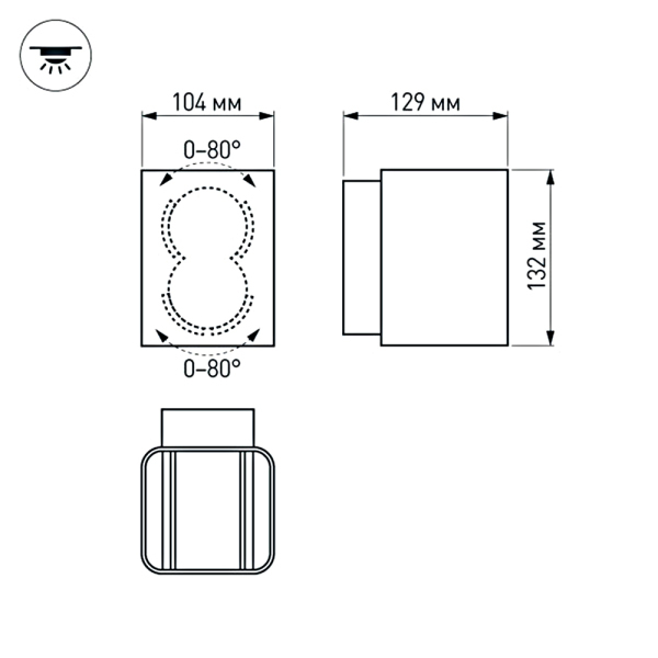 светильник  12W Белый теплый 024391 LGD-Wall-Vario-J2WH 220V IP54 прямоугольный накладной белый