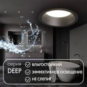 Встраиваемый светильник без лампы DENKIRS DEEP DK3103-BK GU5.3 черный круглый IP65