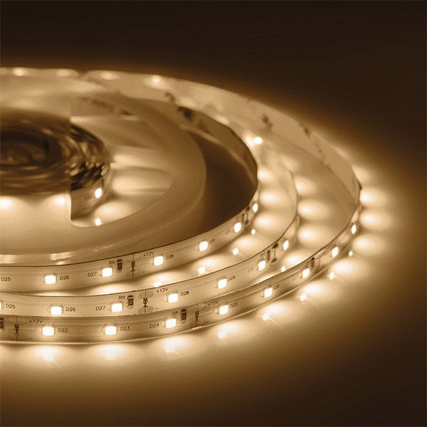 Светодиодная лента Белый теплый 2835 12V  8W/m 60Led/метр 00-120 Стандарт 10мм IP20