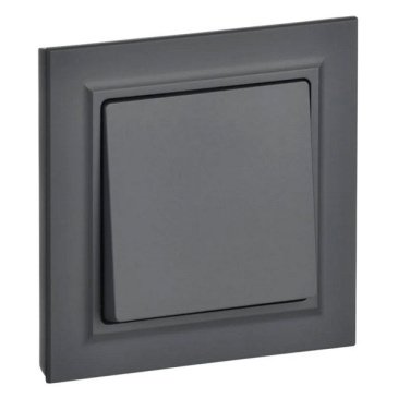 Выключатель встраиваемый одноклавишный IEK BRITE BR-V10-0-10-K53-F ВСР10-1-0-БрГ в сборе графит
