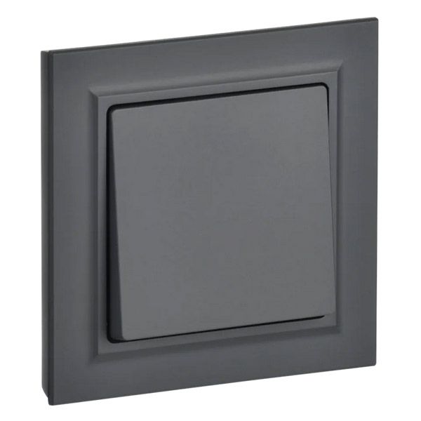 Выключатель встраиваемый одноклавишный IEK BRITE BR-V10-0-10-K53-F ВСР10-1-0-БрГ в сборе графит