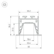 алюминиевый профиль LINIA45-F-TRAY-3000 ANOD 062188