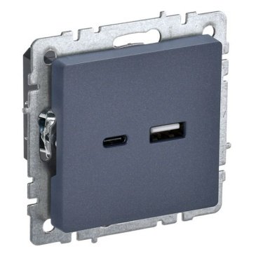 Розетка встраиваемая USB IEK BRITE A+C 18Вт BR-U22-018-K35 РЮ11-1-БрМ маренго
