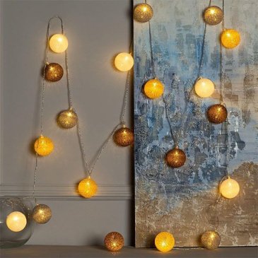 гирлянда НИТЬ Белый теплый с насадками «Клубки кремовые» прозрачная нить, 20 LED, 5м IP20  220 В