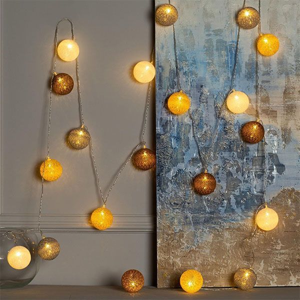 гирлянда НИТЬ Белый теплый с насадками «Клубки кремовые» прозрачная нить, 20 LED, 5м IP20  220 В