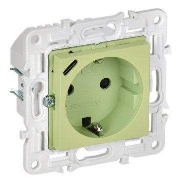 Штепсельная розетка встраиваемая IEK SKANDY 16А SK-R14-16-U14-018-K06 SK-R17G с з/к и шторками с USB A+C 18Вт мятный