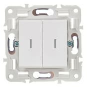 Выключатель встраиваемый двухклавишный с подсветкой IEK SKANDY SK-V20-1-10-K01 SK-V09W арктический белый
