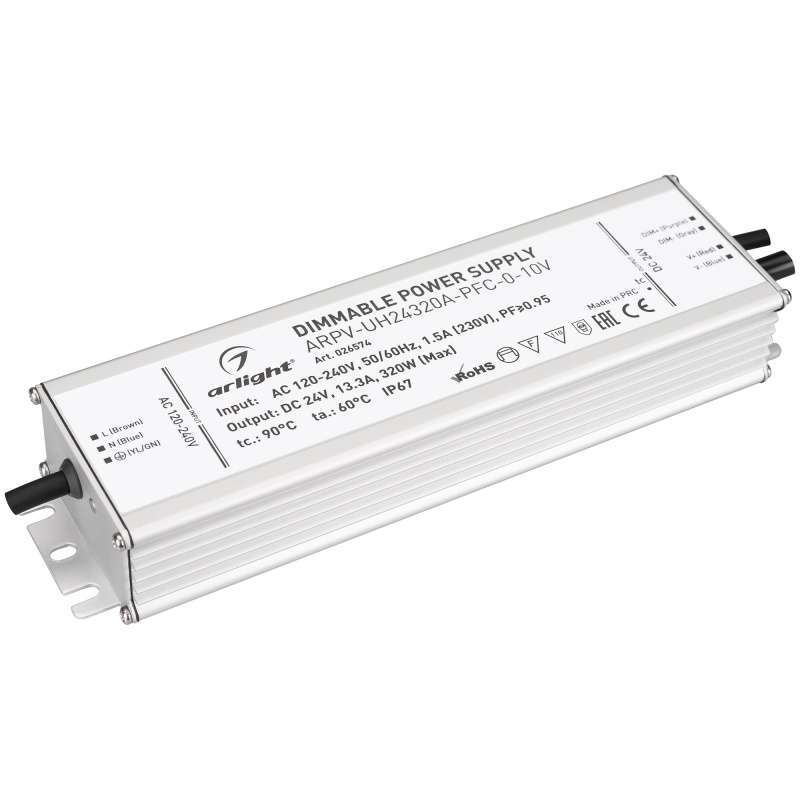 Блок питания (AC-DC) 24V 320W 026574 ARPV-UH24320A-PFC-0-10V герм IP67 металл