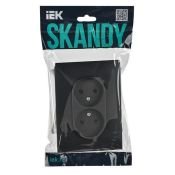 Штепсельная розетка встраиваемая двойная IEK SKANDY 10А SK-R20-10-K53-F SK-R10G без з/к без шторок в сборе графит