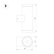 Накладной светильник  18W Белый дневной 044850 LGD-RAY-WALL-TWIN-R65-2x9W 220V цилиндр серый