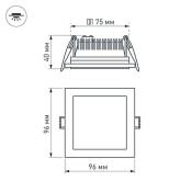 Встраиваемый светильник-панель   6W Белый теплый  015572 LT-S96x96WH стекло 220V IP20 квадратный белый