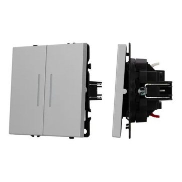 Выключатель встраиваемый двухклавишный непроходной Arlight 059418 SWT-NOBE-MK02-SFPL-L-IS с подсветкой никель