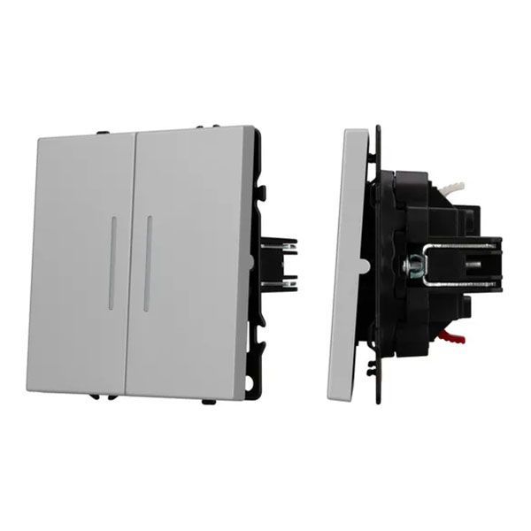 Выключатель встраиваемый двухклавишный непроходной Arlight 059418 SWT-NOBE-MK02-SFPL-L-IS с подсветкой никель