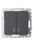 Выключатель встраиваемый двухклавишный с подсветкой IEK BRITE BR-V20-1-10-K53 ВС10-2-1-БрГ графит