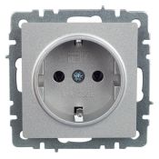 Штепсельная розетка встраиваемая IEK BRITE 16А BR-R11-16-K47 РС11-1-0-БрА с з/к без з/ш  алюминий