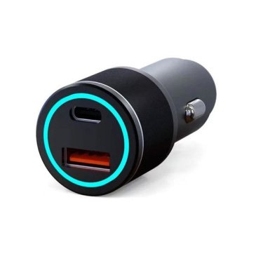 Зарядное устройство 2xUSB (USB-C + USB-A) c LED-подсветкой, 68Вт автомобильное черный