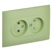 Штепсельная розетка встраиваемая двойная IEK SKANDY 10А SK-R20-10-K06-F SK-R10G без з/к без шторок в сборе мятный