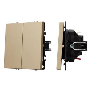 Выключатель встраиваемый двухклавишный непроходной Arlight 054253 SWT-NOBE-MK02-SFPL-GD золото