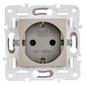 Штепсельная розетка встраиваемая IEK SKANDY 16А SK-R14-16-1-K37 SK-R06Sh с з/к и шторками безвинтовое крепление шампань