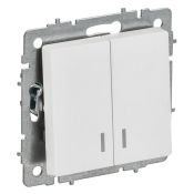 Выключатель встраиваемый двухклавишный с подсветкой IEK BRITE BR-V20-1-10-K91 ВС10-2-1-БрАБ арктический белый Выключатель встраиваемый двухклавишный с подсветкой IEK BRITE BR-V20-1-10-K91 ВС10-2-1-БрАБ арктический белый