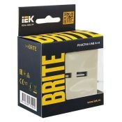 Розетка встраиваемая USB IEK BRITE A+A 3,1А BR-U21-D31-K10 РЮ10-1-БрКр бежевый