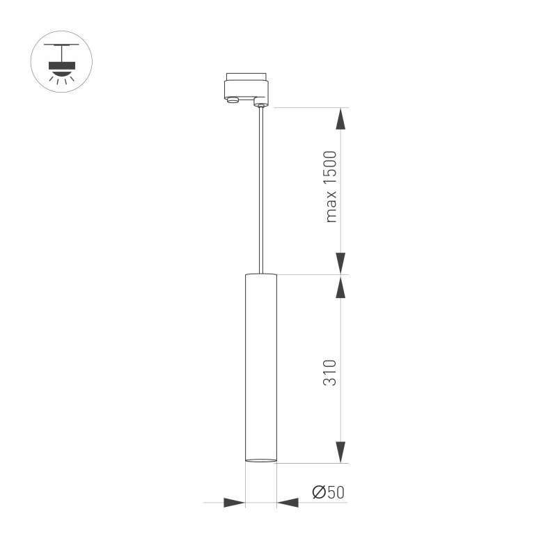 Трековый светильник   9W Белый теплый  LGD-PIPE-TRACK-HANG-4TR-R50 BK 40deg  на шинопровод золотой 037419