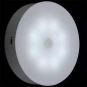 Круглый светильник   2W Белый мебельный 6500K 8led накладной белый на батарейках с датчиком движения и освещенности