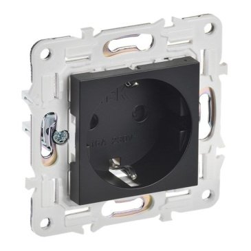 Штепсельная розетка встраиваемая IEK SKANDY 16А SK-R14-16-K02 SK-R04Bl с з/к без з/ш черный