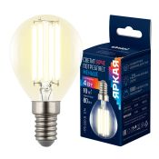 светодиодная лампа шар  G45 Белый теплый  4W UL-00011938 LED-G45-4W-3000K-E14-CL GLY01TR Яркая A++