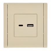 Розетка встраиваемая USB IEK FORTE&PIANO A+C 3,1А FP-U22-D31-K10 FP450 ваниль