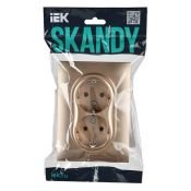Штепсельная розетка встраиваемая двойная IEK SKANDY 16А SK-R21-16-K98-F SK-R08Sa без з/к без шторк в сборе песочный