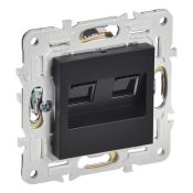Розетка встраиваемая компьютерная двойная IEK SKANDY SK-K20-2-K02 SK-K04Bl RJ45 кат.6 черный