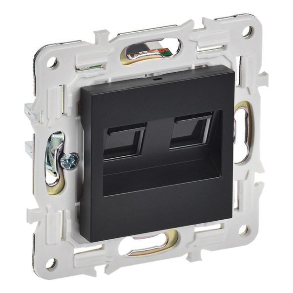 Розетка встраиваемая компьютерная двойная IEK SKANDY SK-K20-2-K02 SK-K04Bl RJ45 кат.6 черный