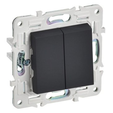 Выключатель встраиваемый двухклавишный IEK SKANDY SK-V20-0-10-K53 SK-V04G графит