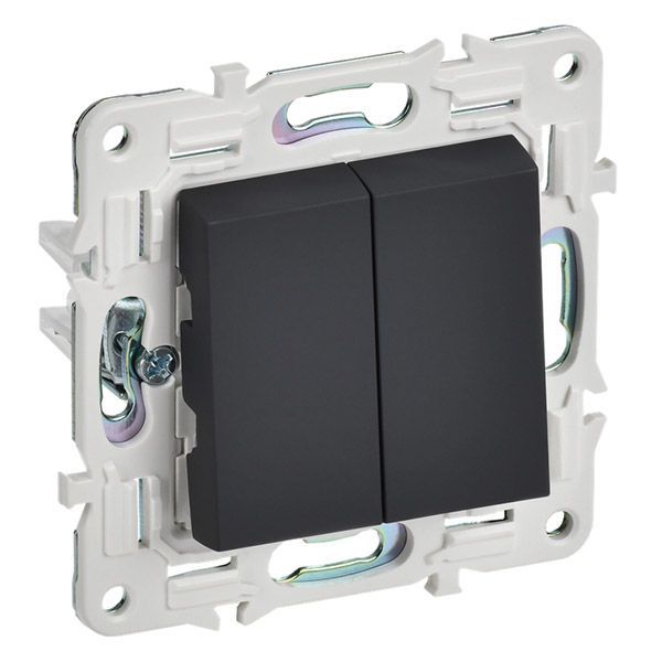 Выключатель встраиваемый двухклавишный IEK SKANDY SK-V20-0-10-K53 SK-V04G графит