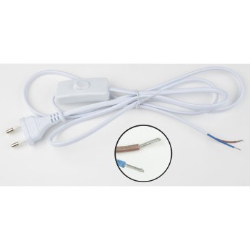 Кабель сетевой (2х0.5) 1.7м вил. UCX-C10-01A-170 WHITE UL-00006547 вил.+ выкл. белый