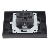 Штепсельная розетка встраиваемая двойная IEK BRITE 16А BR-R24-16-K02-F РСш12-3-БрЧ с з/к и шторками в сборе черный