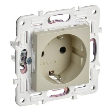Штепсельная розетка встраиваемая IEK SKANDY 16А SK-R11-16-K10 SK-R05B с з/к без з/ш арктический бежевый