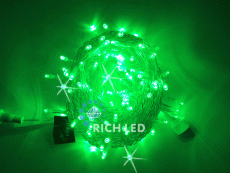 гирлянда НИТЬ 10W Зеленый RL-S10CF-24V-T/G, прозрачный провод 10 м., соединяемая, 24V, 100 Led, IP54, мерцание