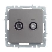 Розетка встраиваемая комбинированная IEK BRITE BR-AF20-O-K46 РТВ/РСп12-БрС TV+SAT сталь