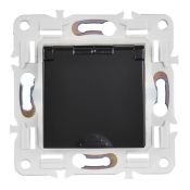 Штепсельная розетка встраиваемая IEK SKANDY 16А SK-R16-16-44-K02 SK-R11Bl с з/к без з/ш и крышкой черный IP44