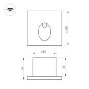 светильник  3W Белый теплый 051051 LT-TIE-S100 220V квадратный встраиваемый красный