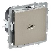 Розетка встраиваемая USB IEK BRITE C 65Вт BR-U13-065-K37 РЮ12-1-БрШ шампань